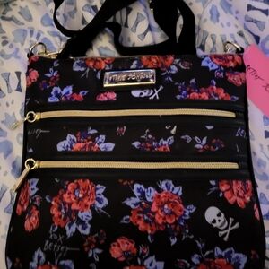 Betsey Johnson Floral Black Crossbody Bag